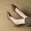 Women's Pointed Toe Block Heel Pumps Slip On Mid Heel Shoes – Zalumo