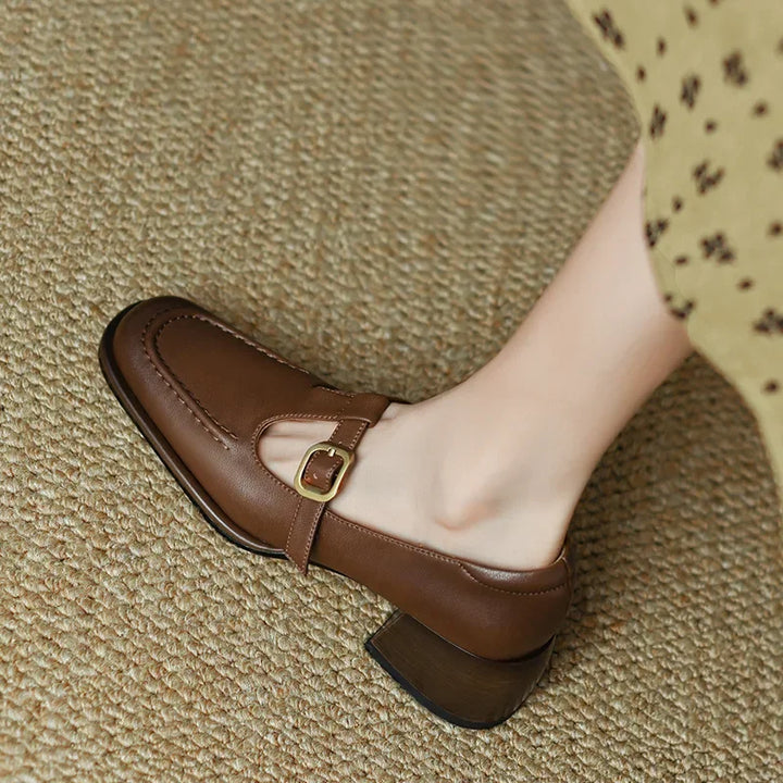 Women's T-Strap Mary Jane Shoes Square Toe Low Block Heel – Zalumo