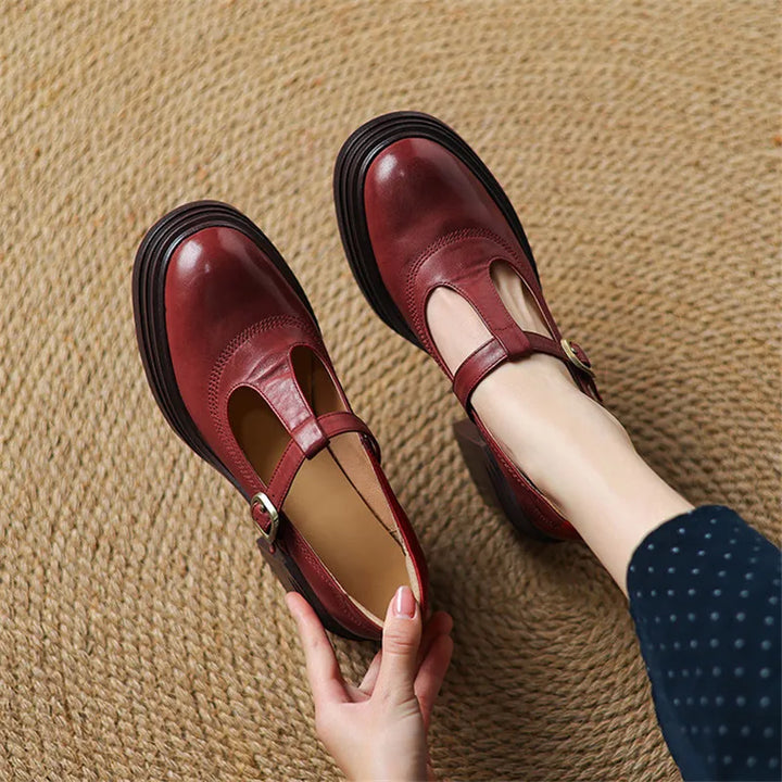Women's Chunky Block Heel Mary Jane Pumps Round Toe Strap – Zalumo