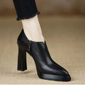 Women's High Heel Pumps Platform Block Heel Side Zipper – Zalumo