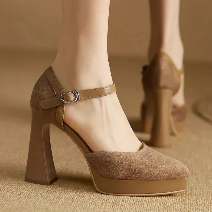 Women's Platform Block Heel Pumps Ankle Strap High Heels – Zalumo