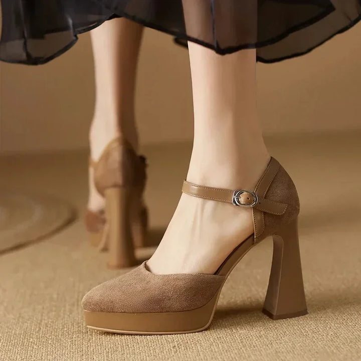 Women's Platform Block Heel Pumps Ankle Strap High Heels – Zalumo