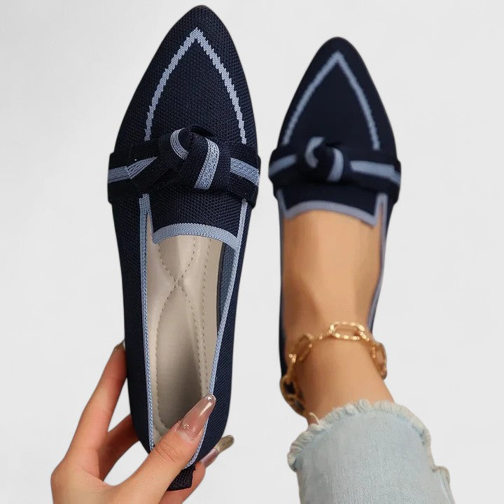 Women's Pointed Toe Slip-On Flat Loafers with Knot Detail – Zalumo