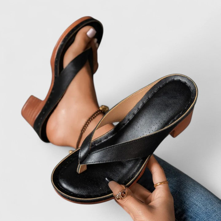 Women's Block Heel Thong Sandals with Platform Sole – Zalumo