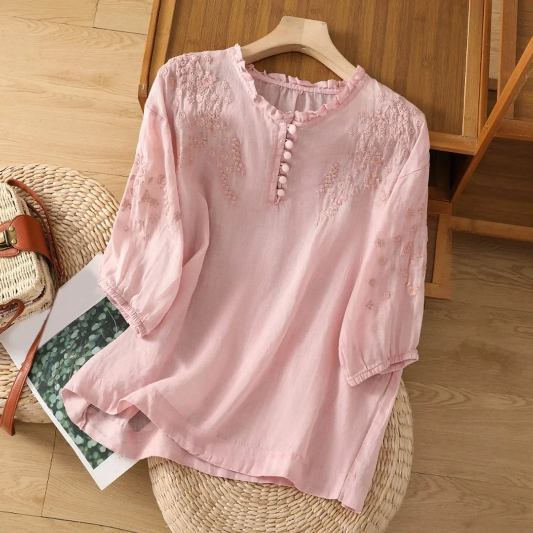 Floral Button-Front Blouse – Zalumo