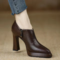 Women's High Heel Pumps Platform Block Heel Side Zipper – Zalumo