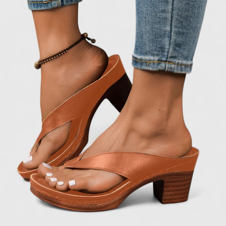 Women's Block Heel Thong Sandals with Platform Sole – Zalumo