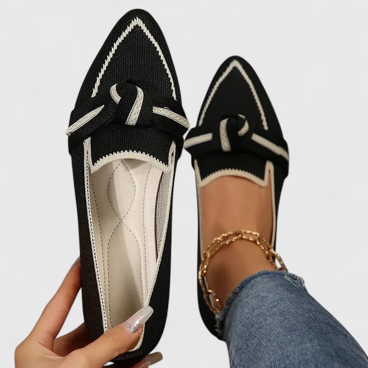 Women's Pointed Toe Slip-On Flat Loafers with Knot Detail – Zalumo