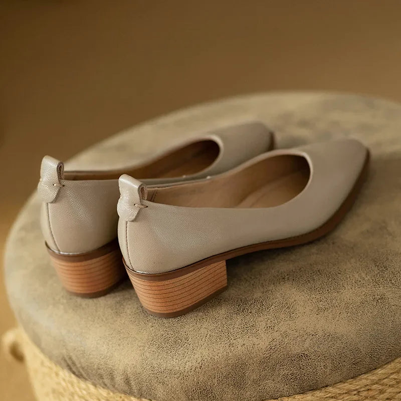 Women's Block Heel Pumps Pointed Toe Slip On Work Shoes – Zalumo