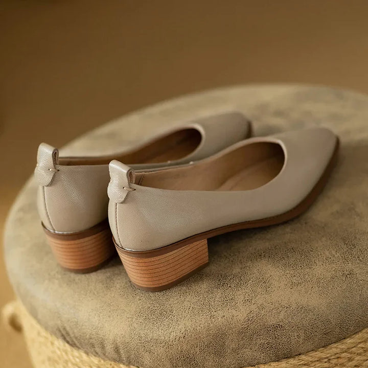 Women's Block Heel Pumps Pointed Toe Slip On Work Shoes – Zalumo