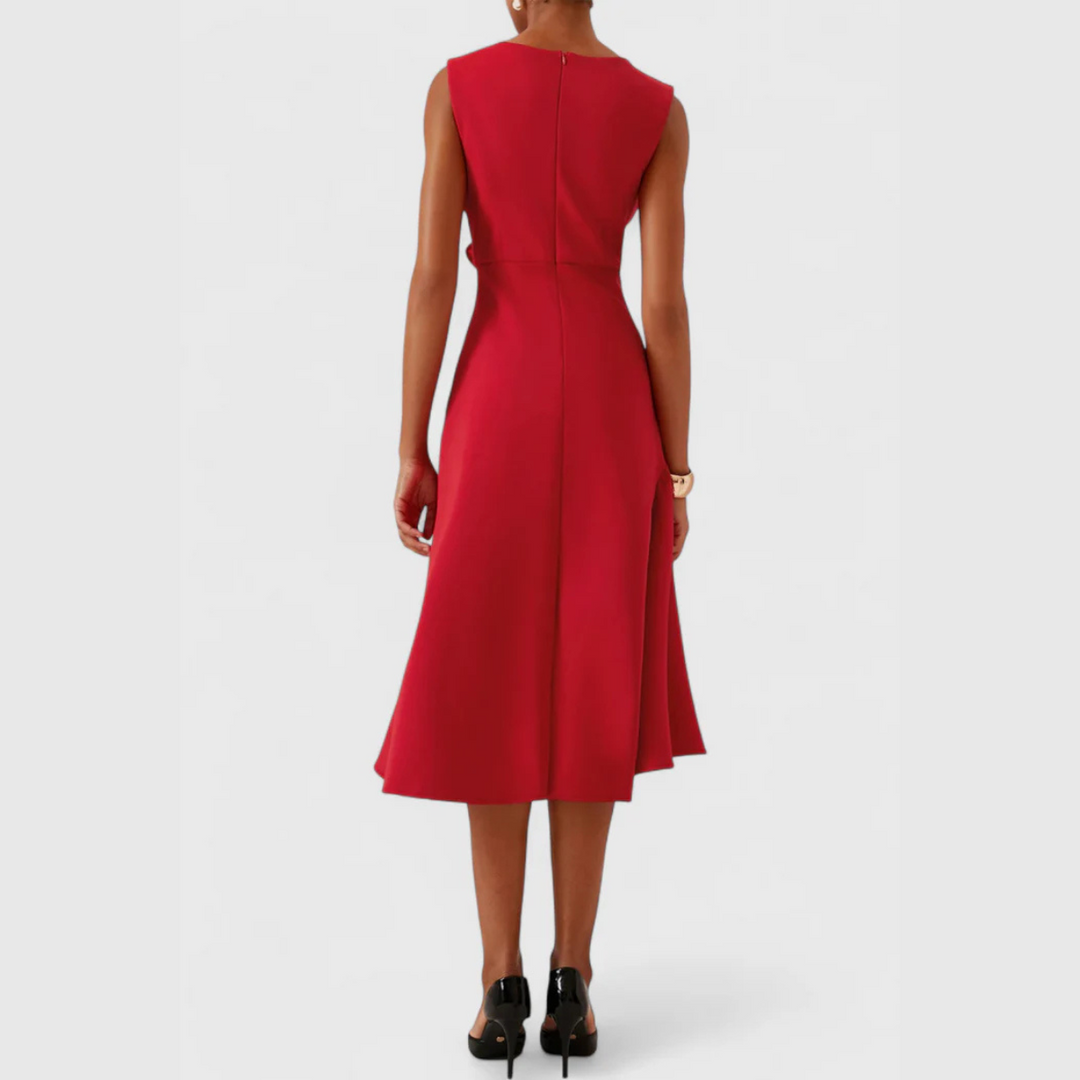 Draped Asymmetric Midi Dress – Zalumo