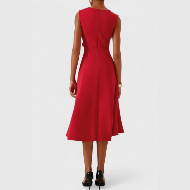 Draped Asymmetric Midi Dress – Zalumo