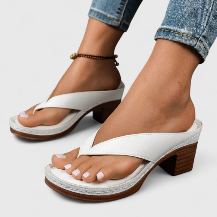 Women's Block Heel Thong Sandals with Platform Sole – Zalumo
