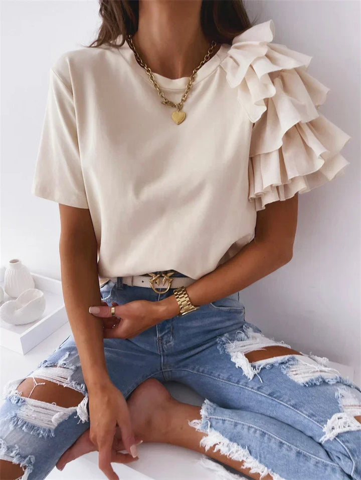 Chic Top with Bold Ruffle Sleeves – Zalumo