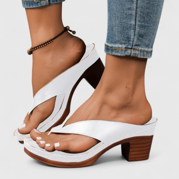 Women's Block Heel Thong Sandals with Platform Sole – Zalumo