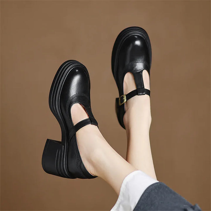 Women's Chunky Block Heel Mary Jane Pumps Round Toe Strap – Zalumo