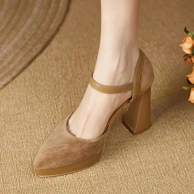 Women's Platform Block Heel Pumps Ankle Strap High Heels – Zalumo