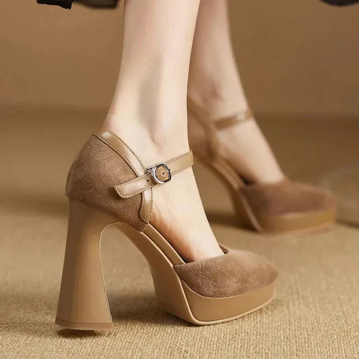 Women's Platform Block Heel Pumps Ankle Strap High Heels – Zalumo
