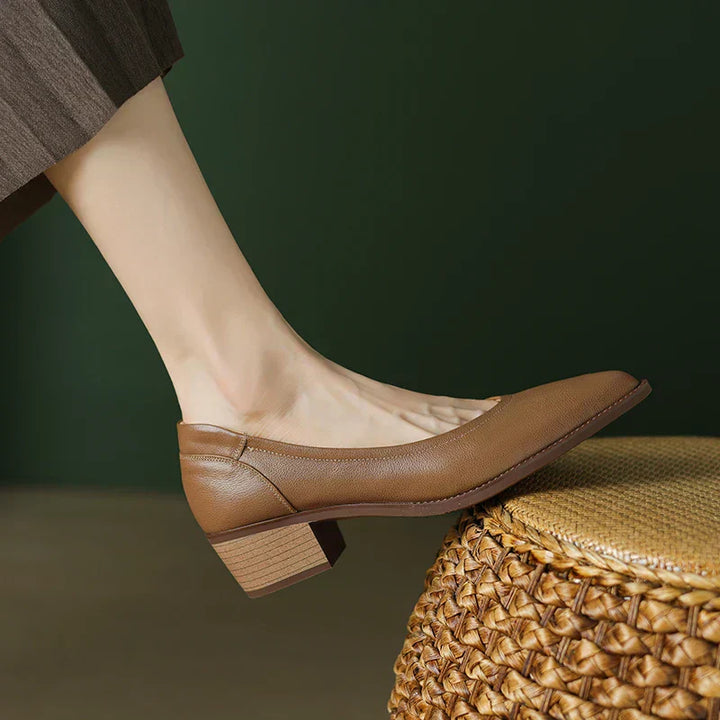 Women's Pointed Toe Block Heel Pumps Slip On Mid Heel Shoes – Zalumo