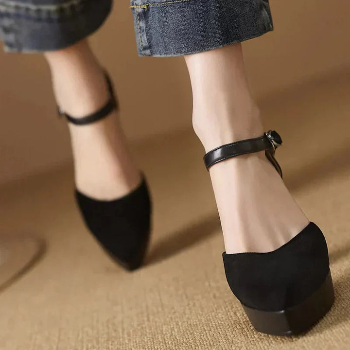 Women's Platform Block Heel Pumps Ankle Strap High Heels – Zalumo