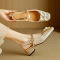 Women's Floral Mary Jane Pumps Block Heel Jacquard Strap – Zalumo