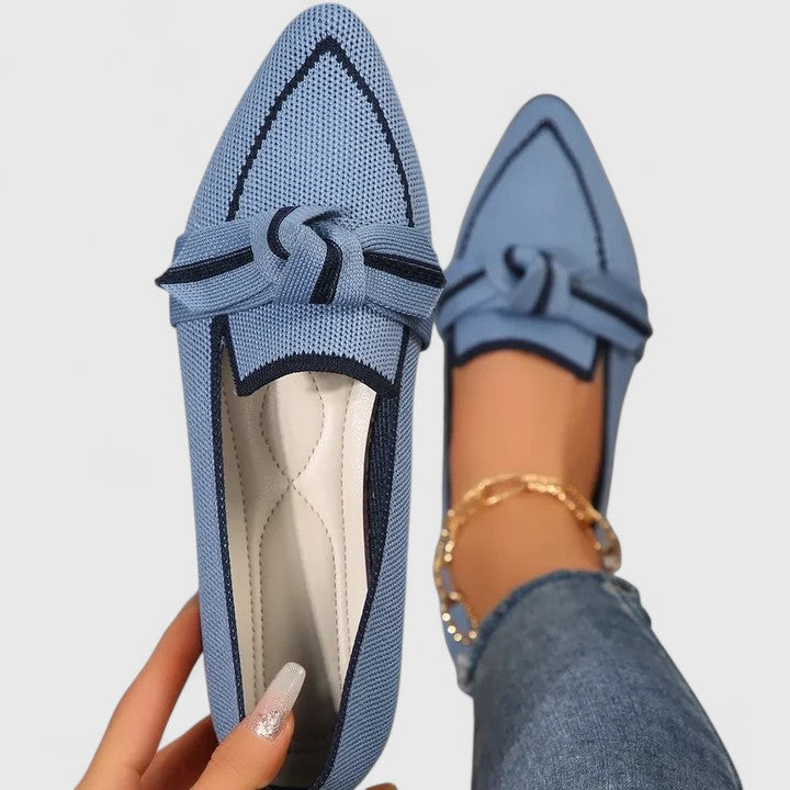 Women's Pointed Toe Slip-On Flat Loafers with Knot Detail – Zalumo