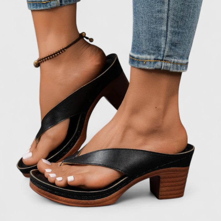 Women's Block Heel Thong Sandals with Platform Sole – Zalumo