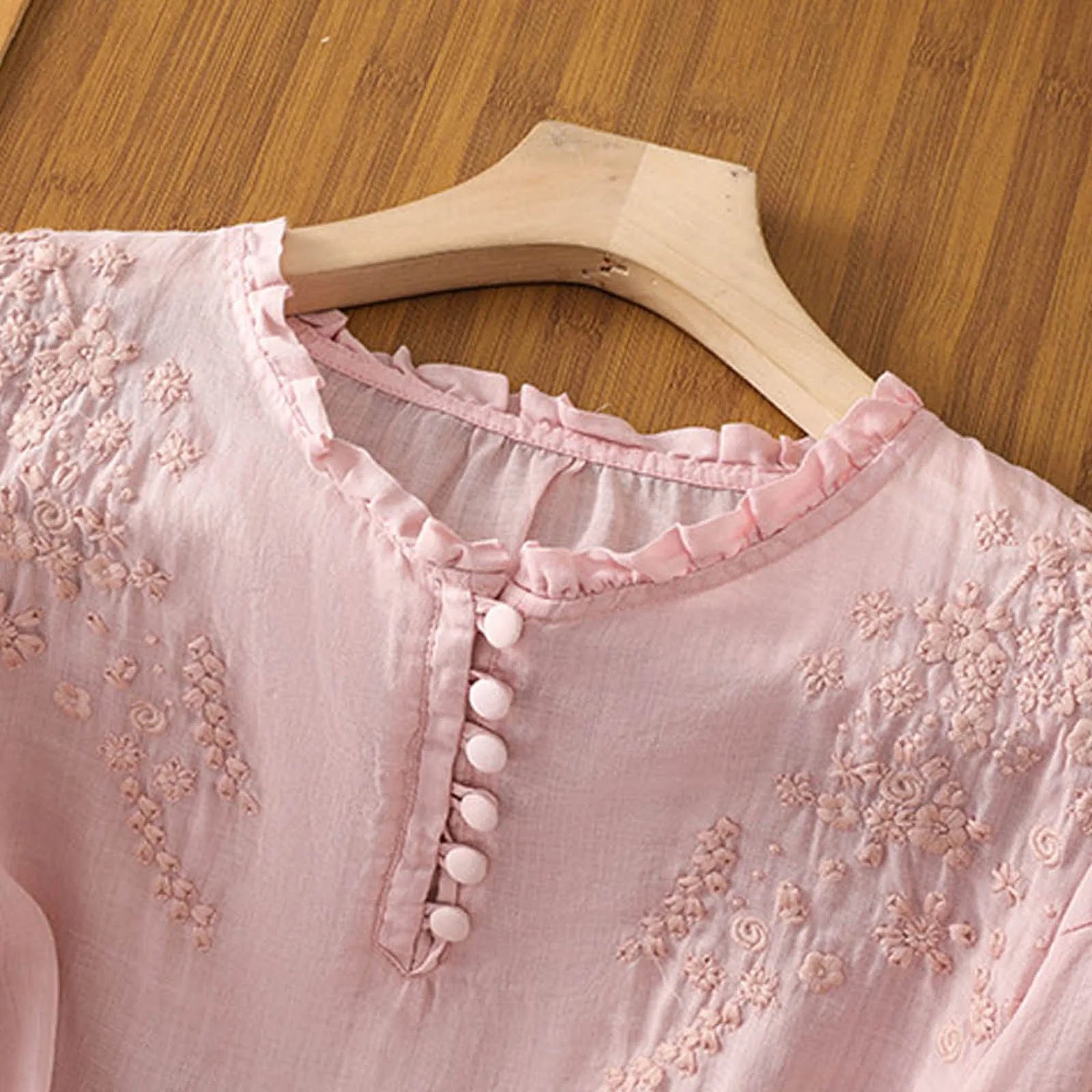 Floral Button-Front Blouse – Zalumo