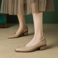 Women's Pointed Toe Block Heel Pumps Slip On Mid Heel Shoes – Zalumo