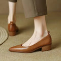 Women's Block Heel Pumps Pointed Toe Slip On Work Shoes – Zalumo
