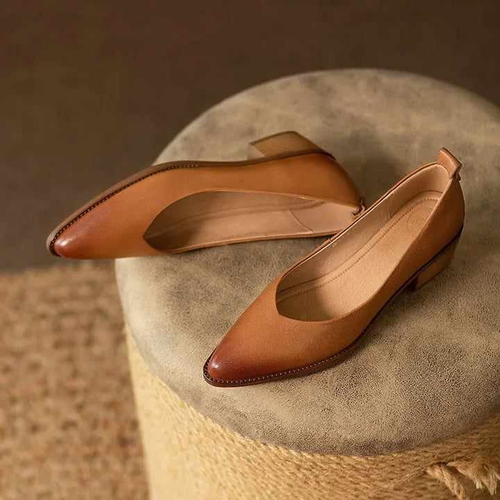 Women's Block Heel Pumps Pointed Toe Slip On Work Shoes – Zalumo