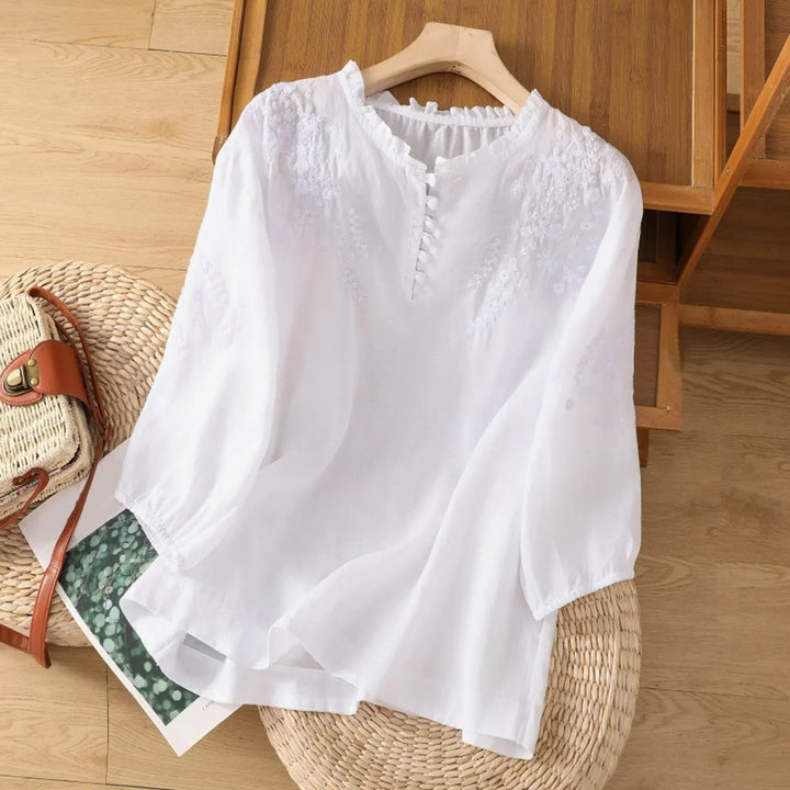 Floral Button-Front Blouse – Zalumo