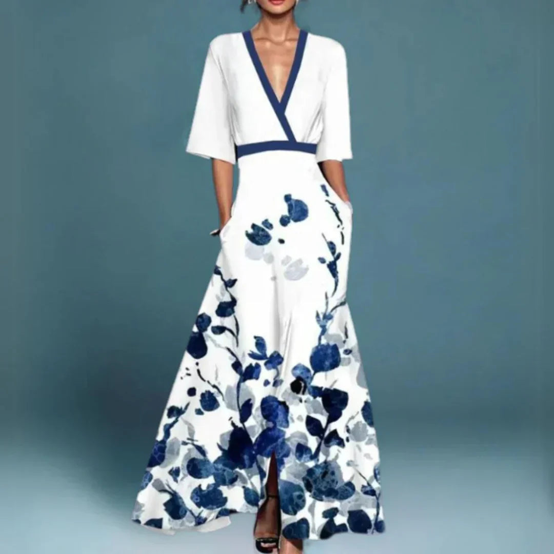 Elegant Maxi Dress with Floral Pattern – Zalumo
