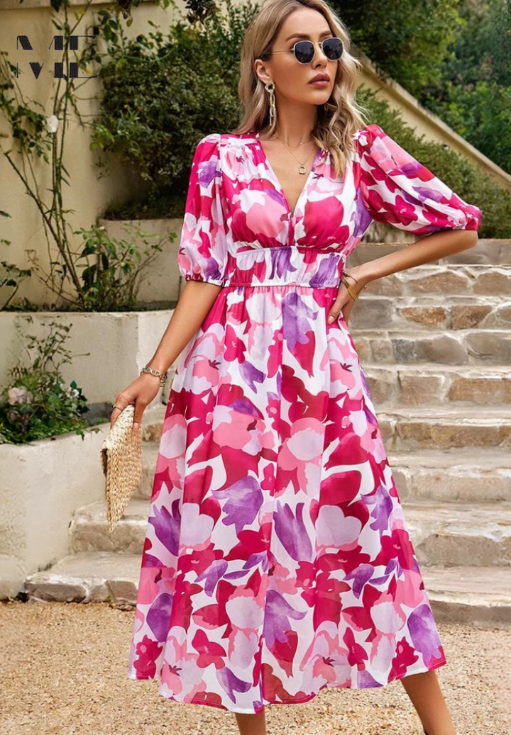 Elegant Floral Dress – Zalumo