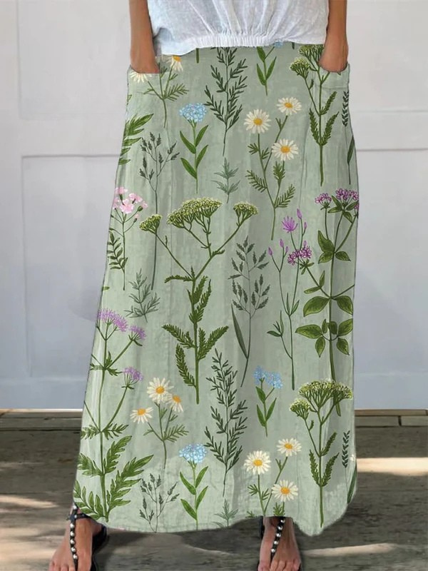 Enriched Spring Field Repeat Pattern Printed Pocket Skirt – Zalumo