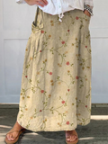 Retro Floral Art Elastic waistband Pocket Skirt – Zalumo