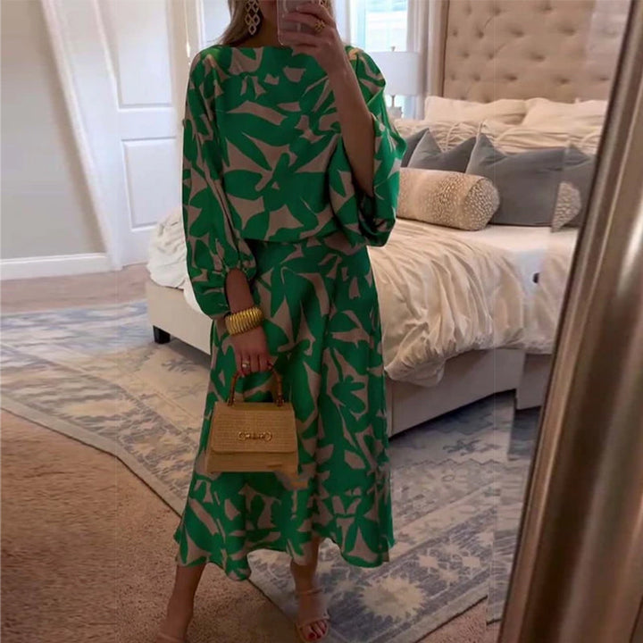 Two-Piece Printed Set with Lantern Sleeves – Zalumo