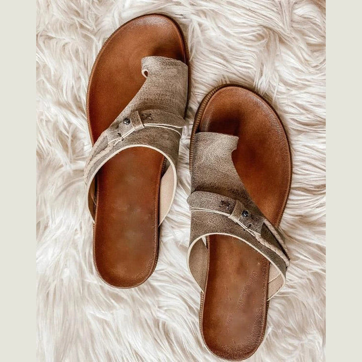 Women's Flat Toe Ring Sandals Slip-On Boho Summer Slides – Zalumo