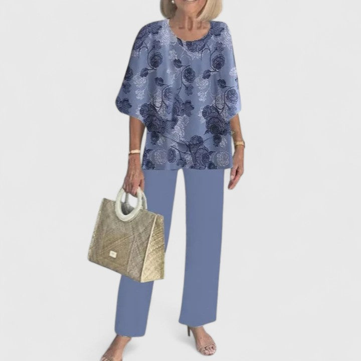 Women's Casual Floral Print Top and Wide-Leg Pants Set – Zalumo