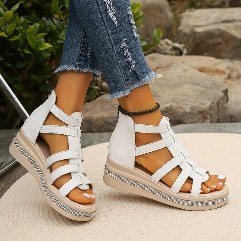 Comfort Sandals with Rhinestone Decoration – Zalumo