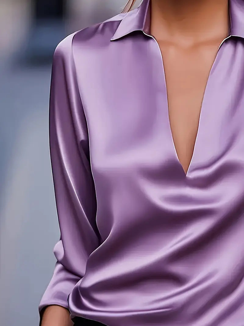 Premium V-Neck Satin Blouse