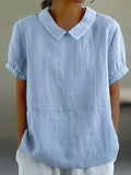 Women's Peter Pan Collar Short Sleeve Casual Top – Zalumo