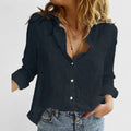 Women's Linen Button Down Shirt with Lapel Collar – Zalumo