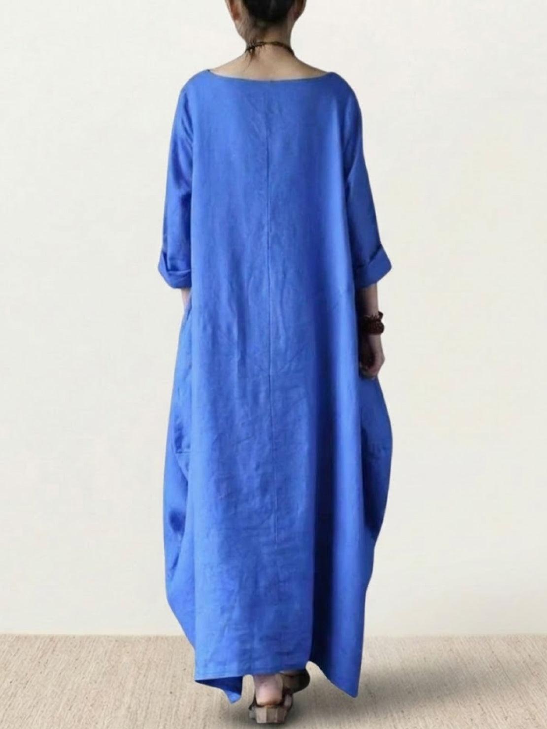 Women's Oversized Boho Maxi Dress with 3/4 Sleeves – Zalumo
