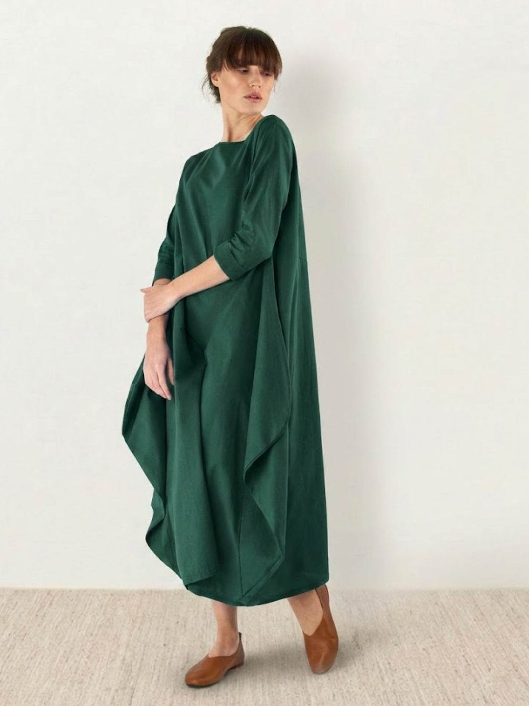Women's Oversized Boho Maxi Dress with 3/4 Sleeves – Zalumo