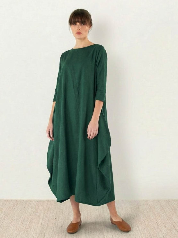 Women's Oversized Boho Maxi Dress with 3/4 Sleeves – Zalumo