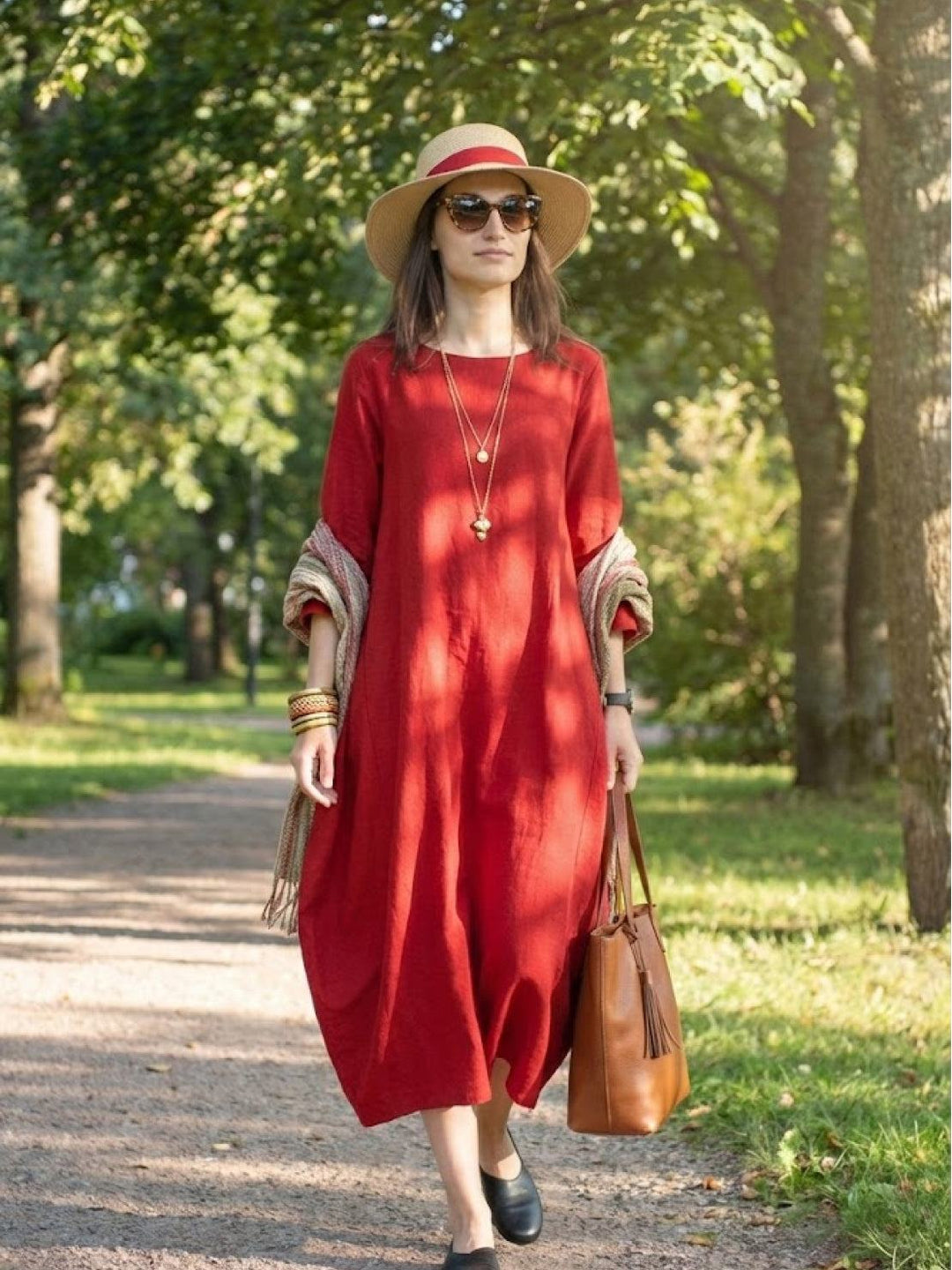 Women's Oversized Boho Maxi Dress with 3/4 Sleeves – Zalumo