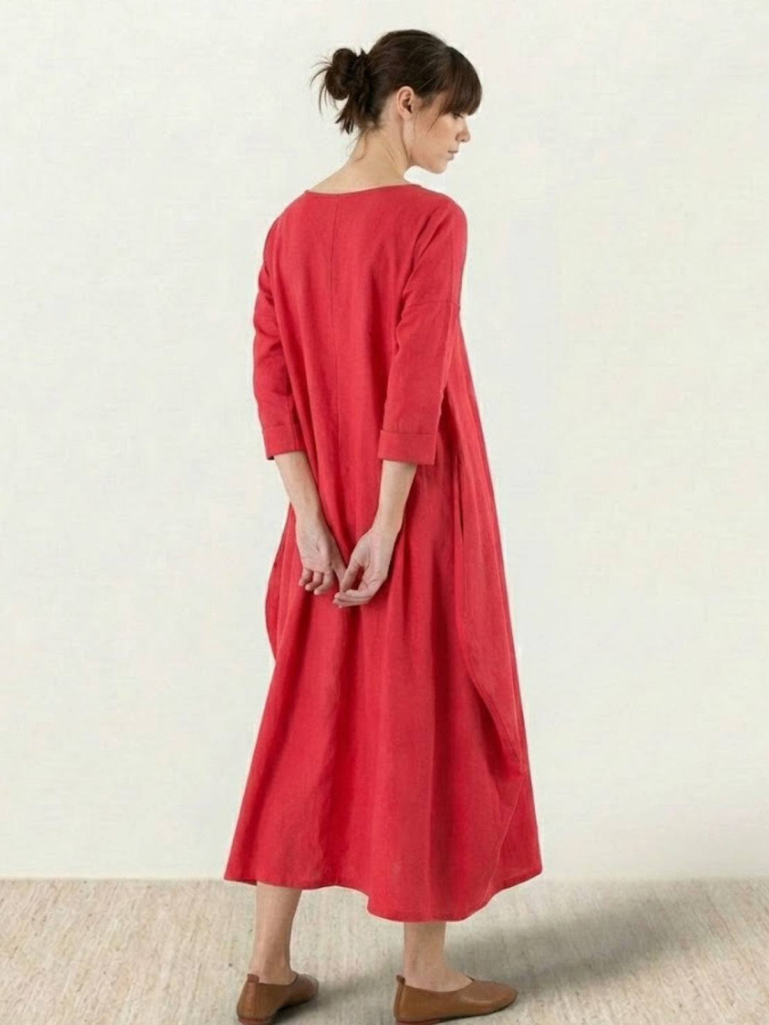 Women's Oversized Boho Maxi Dress with 3/4 Sleeves – Zalumo