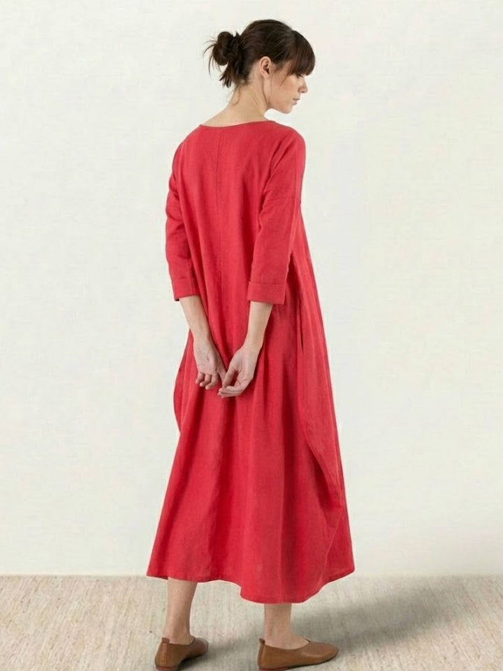 Women's Oversized Boho Maxi Dress with 3/4 Sleeves – Zalumo