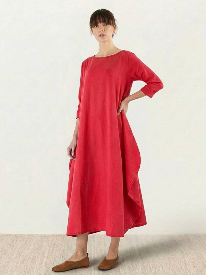 Women's Oversized Boho Maxi Dress with 3/4 Sleeves – Zalumo